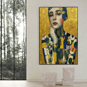 Arte Mural Texturizado de Chica Moderna Minimalista, Pintura al Óleo Pintada a Mano sobre Lienzo, Pintura Decorativa Grande para Decoración del Hogar - Product Image 6