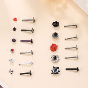 Anneau d'oreille en acier inoxydable pour <span class=keywords><strong>tragus</strong></span>, helix, labret, piercing de lèvre, cartilage, bijoux de corps, Little Red Person - Product Image 2