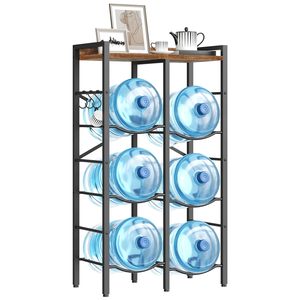 <span class=keywords><strong>Portabottiglie</strong></span> da 5 galloni per 6 bottiglie, scaffale a 3 livelli con rinforzo a X, adatto per cucine, soggiorni, uffici. - Product Image 6