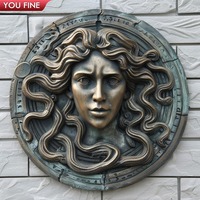 YOUFINE Plaque murale en relief tête de Méduse en bronze antique pour la décoration murale de luxe de la maison et du jardin