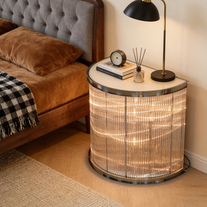 Tavolino da Caffè Rotondo in Cristallo di Lusso Moderno per Ristorante Hotel Casa <span class=keywords><strong>Scrivania</strong></span> Mobili da Soggiorno Nordico all'Ingrosso - Product Image 3
