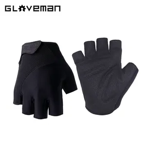 GLOVEMAN Găng Tay Đi Xe Đạp Thể Thao Ngoài Trời Đạp Xe Đạp Nửa Ngón Vải Co Giãn Màu Đen Thoáng Khí