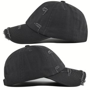 Nouvelle casquette de baseball unie déchirée en coton délavé vintage avec trous usés, respirante et ajustable pour hommes et femmes - Product Image 4