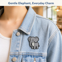 Broche personnalisée en émail motif éléphant bébé mignon Kawaii, tronc gris crème, cadeau décontracté, vente en gros, OEM, ODM, marque privée