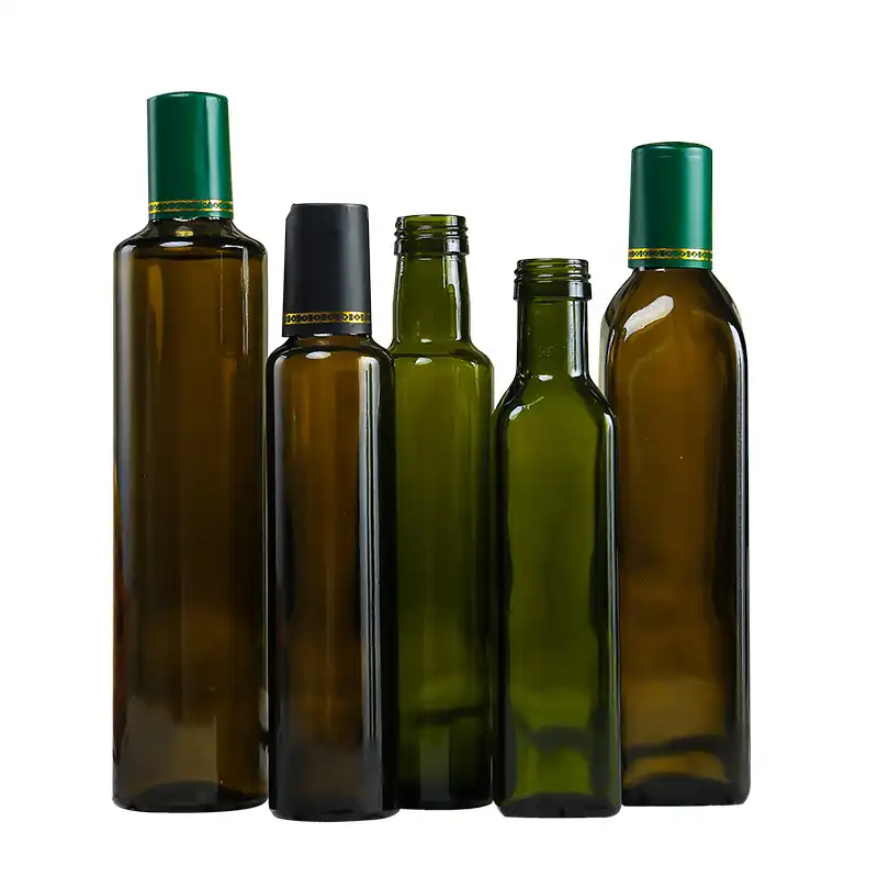 कम MOQ 250ml/500ml/750ml/1000ml गहरे हरे रंग की वर्ग जैतून का तेल चाय के तेल बोतल किण्वन बोतल अखरोट का तेल कांच की बोतल