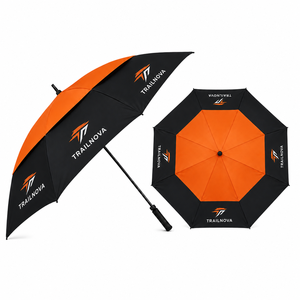 Parapluie publicitaire semi-automatique en polyester droit avec logo personnalisé pour cadeaux d'entreprise, salons professionnels et utilisation en extérieur sous la pluie - Product Image 1