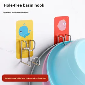 Gancho para Lavabo de Baño de Acero Inoxidable, Montaje en Pared sin Taladro, con Adhesivo, Resistente, Conveniente y Práctico - Product Image 4