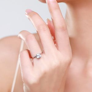 Bague de fiançailles Ada Jewelry en argent sterling S925, élégante et luxueuse, avec zircon de 1 carat pour <span class=keywords><strong>femme</strong></span>, cadeau pour la Saint-Valentin - Product Image 2