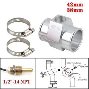 Adaptateur de tuyau de radiateur avec capteur de température, en alliage d'aluminium de 38 à 42mm, avec pinces pour modification de voiture - Product Image 5