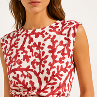 Robe Courte Décontractée Sans Manches pour Femme, Imprimée, Coupe Évasée, avec Ceinture à Nouer, Taille Haute, Ample, Idéale pour l'Été et les Vacances à la Plage