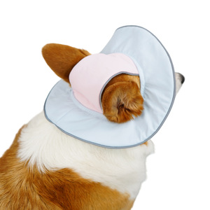 Sombrero de verano para mascotas, estilo pescador, con bloques de color azul claro y rosa, protección solar para perros - Product Image 5