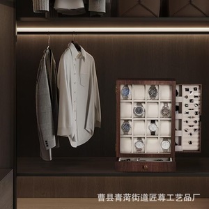 Caja de almacenamiento de relojes de madera con cajones y compartimentos para uso doméstico - Product Image 4