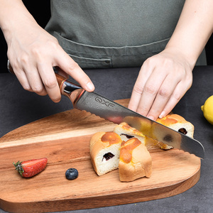 カスタマイズ 7点 67層 ダマスカス包丁セット 高品質木製ハンドル キッチンシェフナイフセット 木製ブロック＆ハサミ付き - Product Image 4