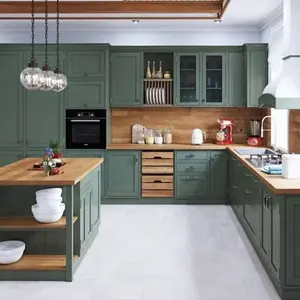 CBMmart Factory Price Classical French Farmhouse Style Kitchen Furniture Set Cabinet Made In China
