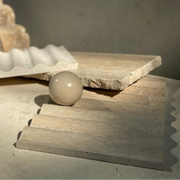 Stonekocc Naturel Travertin Vague Plat Plateau Conception Ornement Échantillon Salle Maison Bureau Bijoux Fruits Snack Plateau De Rangement Décoration
