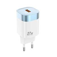 Nouveau modèle, chargeur mural USB-C PD 27W à port unique, couleur élégante, matériau GaN, charge rapide, chargeur domestique PD pour iPhone