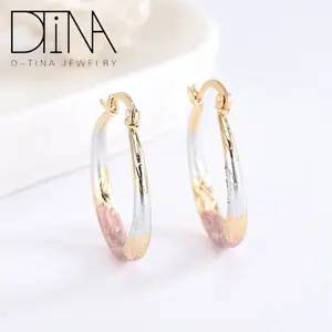 DTINA tri-color earrings hoop earrings mature women wear earrings