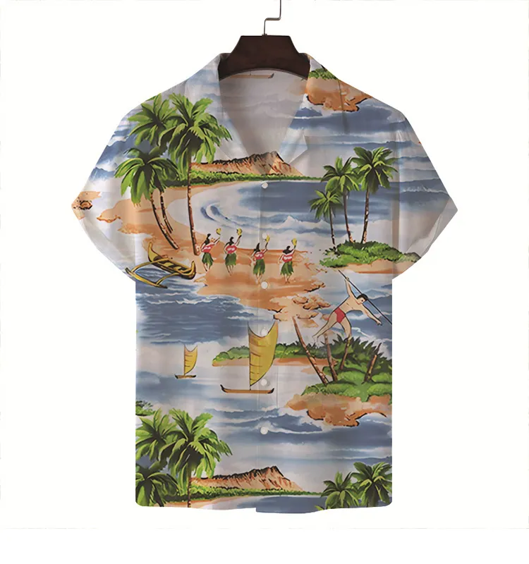 2023 oem odm men shirt summer custom hawaiian short sleeve shirts pattern sublimation manufacturers