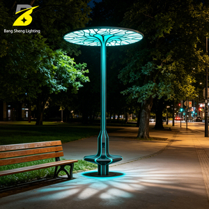 Lampadaire LED en forme d'arbre avec banc intégré pour parc public et place, lampe paysagère multifonctionnelle moderne - Product Image 4