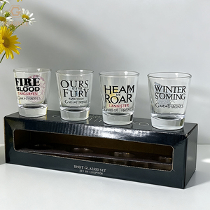 Jeu de 4 verres à liqueur personnalisé <span class=keywords><strong>Game</strong></span> <span class=keywords><strong>of</strong></span> <span class=keywords><strong>Thrones</strong></span> 60ml 2oz <span class=keywords><strong>verre</strong></span> à liqueur Baijiu <span class=keywords><strong>verre</strong></span> à liqueur vierge cadeau souvenir - Product Image 4