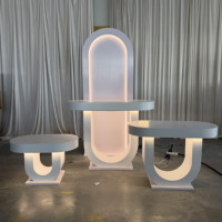 Support de gâteau en PVC pour fêtes, ensemble de table à dessert blanc, présentoir cylindrique, table de toile de fond de mariage, décoration de table