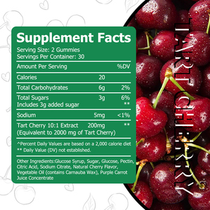 Customized Tart Cherry Gummies Sleep Immune Support Joint Support Boosts Energy Support Joint Comfort and Antioxidant - Product Image 2