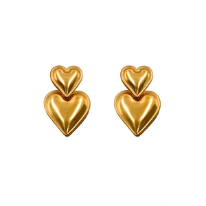 Heart Shape Geometric Stud Earrings Gold Zinc Alloy Unisex Fashion Jewelry Gift - Product Image 5