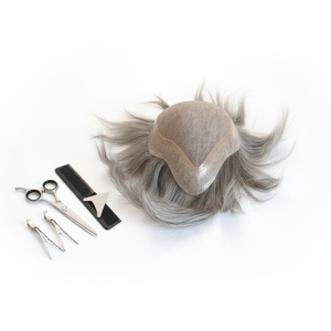 Tupé para <span class=keywords><strong>Hombre</strong></span> de Cabello Remy Indio de Alta Calidad 2026 con Cabello <span class=keywords><strong>Gris</strong></span>, 101% de Densidad, Nudos Duraderos - Product Image 5