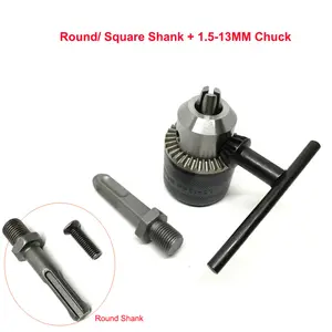 SDPSI1PC 1.5-13mm Professional Key Drill Chuck Drilling Quick Change Bit Adapter Converter SDS Adaptor with Round/Square Shank