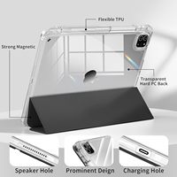 Étui pour tablette 11 pouces avec support pliable à trois volets en acrylique transparent sur mesure avec porte-stylet pour iPad Pro 11 Air11 A16