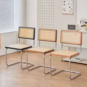 Chaise de salle à manger moderne en rotin, bois argenté Cesca, coussin rembourré en velours de <span class=keywords><strong>cognac</strong></span> durable pour <span class=keywords><strong>le</strong></span> salon et <span class=keywords><strong>le</strong></span> <span class=keywords><strong>restaurant</strong></span> - Product Image 5