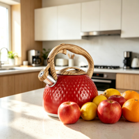 Théière en acier inoxydable de qualité alimentaire, bouilloire sifflante avec fond à induction pour tous les types de cuisinières