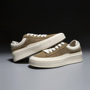Chaussures décontractées en daim mat kaki, chaussures de marche quotidiennes, baskets de rue, plateforme épaisse et souple, légères, antidérapantes, confortables et amortissantes - Product Image 1