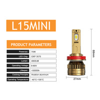 Ampoules de phares de voiture LED en aluminium super lumineuses RCJ L15MINI 6500K 75W H4/H7/H11/9005/9006, nouvelles, étanches IP68, 4800 lumens