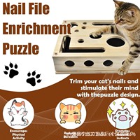 Boîte à gratter pour chat en bois, jouet ludique labyrinthe carré pour chat, jouet d'auto-entretenissement anti-stress, boîte labyrinthe en bois