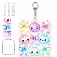 Porte-clés en acrylique personnalisé en gros, porte-clés Kawaii Bow Bao, breloque esthétique pastel, décoration de sac Coquette, cadeau personnalisé en vrac