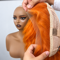 Jahe Jeruk # Wig Bob Lurus 350 Bone Straight dari Rambut Asli Manusia dengan Lace Transparan, Wig Pendek Lurus Halus Berwarna, Vendor Grosir untuk Wanita