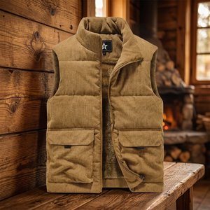 Professional OEM Men's Stand Collar <b>Gilet</b> Jacket Custom Design Pattern Winter Fall Zipper Plain Canvas Low Rate Custom - Product Image 2
