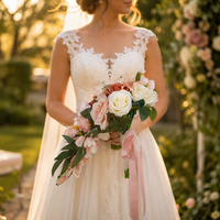 Bouquet de mariée cascade rose poudré, style européen, artificiel, en forme de larme, fleur de mariée élégante, décoration florale, bouquet de mariage
