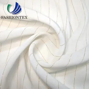 Fashiontex golden lurex 180D CEY plain stripe 100% polyester fabric with metallic thread