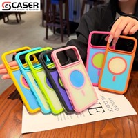 Funda Protectora para Teléfono 2 en 1 con Diseño Simple y Colorido, Ventana de Visión Amplia, Resistente a Impactos, para iPhone 16-18