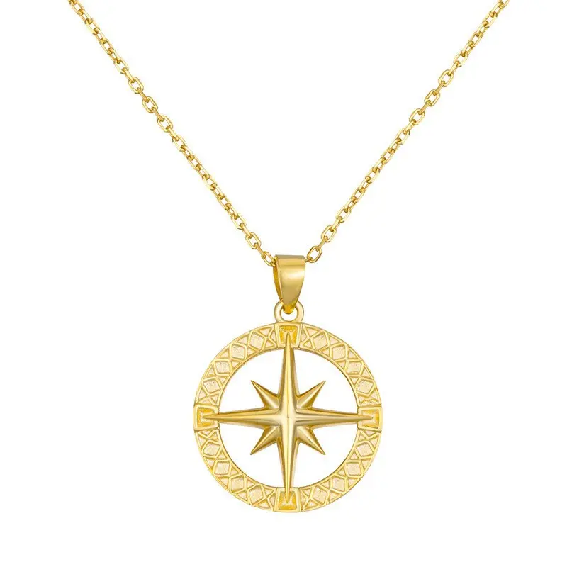 Nouveau collier pendentif étoile à huit branches boussole en argent sterling S925, bijoux de mariage personnalisés européens et américains