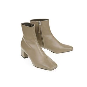 2025 New Autumn and Winter Women's <b>Ankle</b> Boots Party and Gathering Style with Side Zipper and Block Heel Genuine Leather - Product Image 5