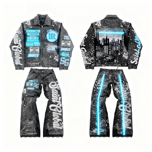 <span class=keywords><strong>Veste</strong></span> de <span class=keywords><strong>motard</strong></span> <span class=keywords><strong>vintage</strong></span> personnalisée, style streetwear, avec trous, patchwork, délavée, <span class=keywords><strong>veste</strong></span> en jean déchirée à manches longues pour homme - Product Image 2