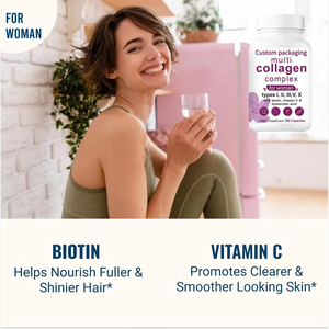 ผลิตภัณฑ์ดูแลความงาม คอลลาเจนแคปซูล หลายส่วนผสม เปปไทด์ เปปไทด์ไฮโดรไลซ์ โปรตีน คอลลาเจนออลอินวัน สำหรับผิวและเส้นผม - Product Image 3