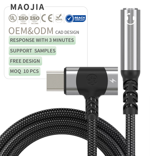 Type-C to 3.5mm Headphone and Charger Adapter 2 in 1 USB-C to Aux Mic Jack with PD 100W Fast Charging Nylon Weave Audio Cable