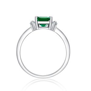 Anelli Raffinati di Alta Qualità <span class=keywords><strong>con</strong></span> Gemme Sintetiche 6*8MM, <span class=keywords><strong>Argento</strong></span> <span class=keywords><strong>925</strong></span> <span class=keywords><strong>con</strong></span> Smeraldo Classico e Moissanite, Tre Pietre per Donna - Product Image 5