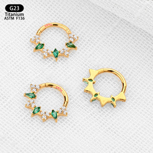 Anneau de nez en titane G23 avec pierres en zircon pour bijoux de piercing corporel - Product Image 3