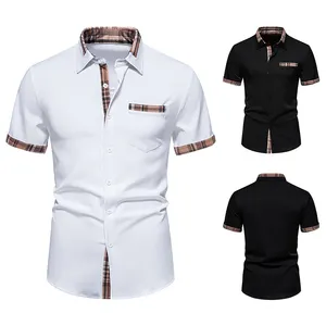 C37 2024 latest style men's casual clothing tartan design short sleeve shirts