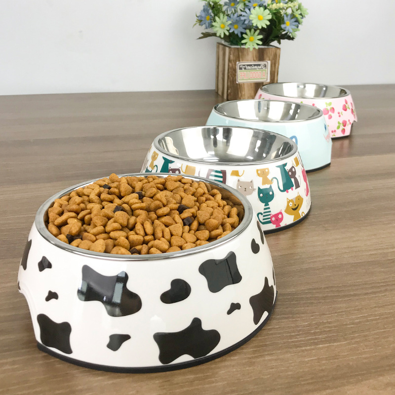 Wholesale Custom Double Wall Melamine dog bowl stainless steel with Non-slip Bottom dog food bowl